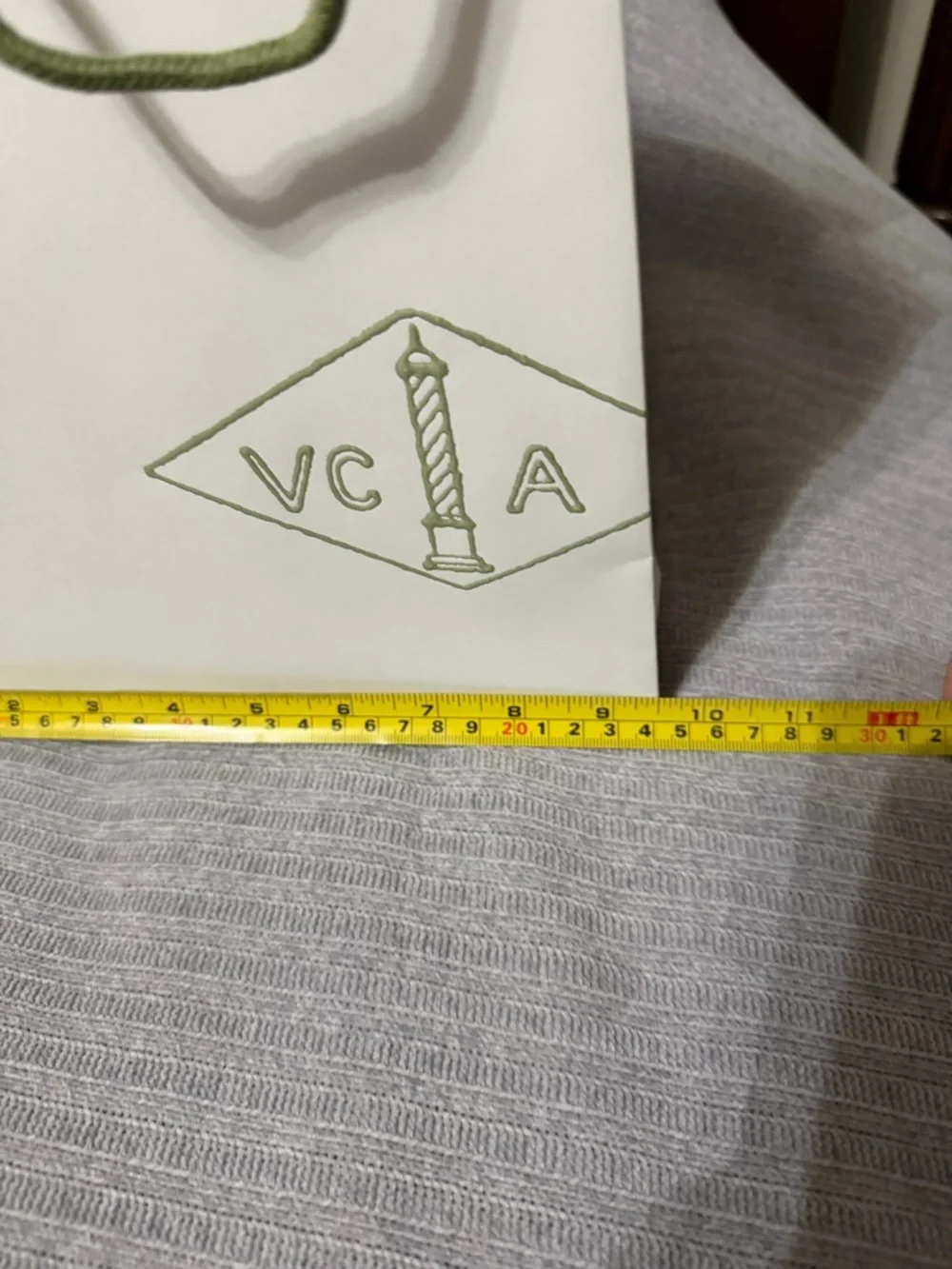 Van Cleef & Arpels White Gift Bag with Green Handles